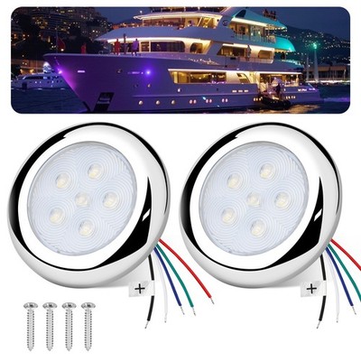 RVZONE 3inch RGBW Boat Courtesy Lights IP68 Waterproof Marine LED 2Pack,