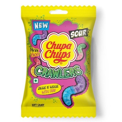 Chupa Chups Sour Bites, Crawlers Punch Flavour, Soft & Chewy 22gm PACK OF-5