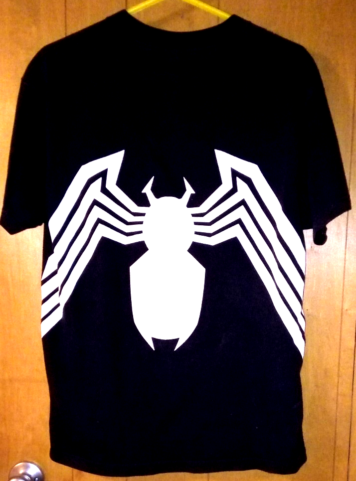 SPIDER-MAN/VENOM BLACK COSTUME L T-SHIRT MARVEL VTG 1990s AUTHENTIC MAD ENGINE!