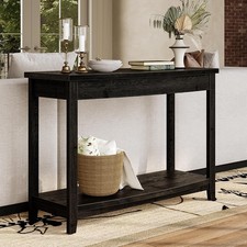 Solid Wood Console Table, 41.3" Farmhouse Entryway Table with Storage Shelf