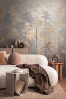Fototapete Vlies BäUme VöGel Wald Aquarelloptik Blau Beige 79144-7 (6,61€/1Qm)
