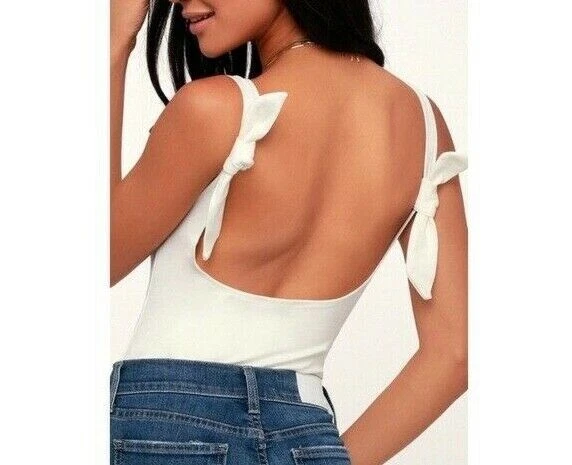 Body string à épaules dénudées Free People blanc cassé taille S - Photo 4/4