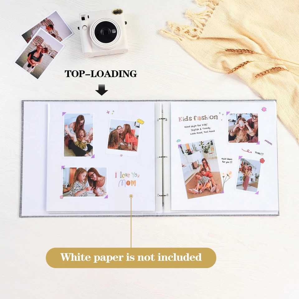 Álbum de fotos álbum de recortes hágalo usted mismo de 3 anillos grande de 10x10 pulgadas con 20 plásticos Foto 3 de 4
