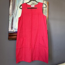 Eva Tralala  Sz 4/S/M 100% Linen Dress Pink Sleeveless Pockets 💖EXCELLENT💖