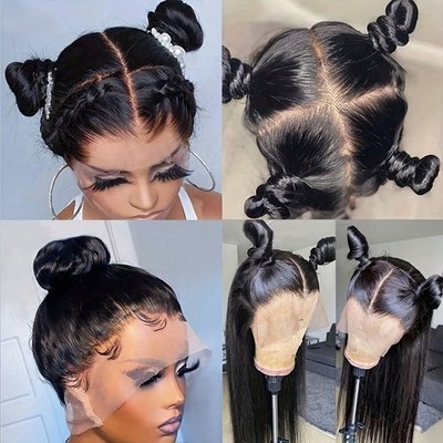 Glueless Full Lace Wig Synthetic Natural Black Hair Pre Plucked Women Daily Wear