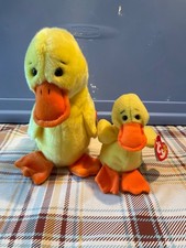 Matching Set Of TY Beanie Buddy & Beanie Baby Quackers The Yellow Duck Plush Toy