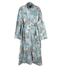 Miss Elaine Robe Sz XL Blue Floral Brushed Terry Housecoat Romantic Cottagecore
