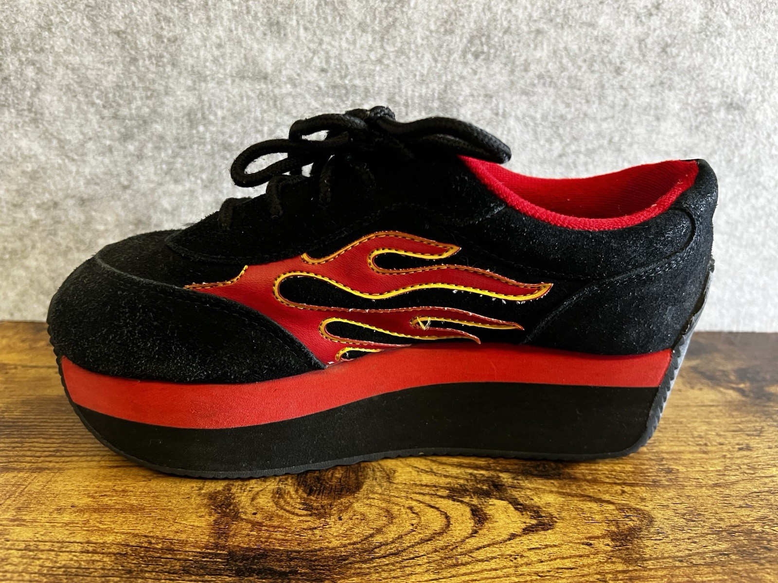 Volatile Arson Flame Platform Sneakers Black Red … - image 6