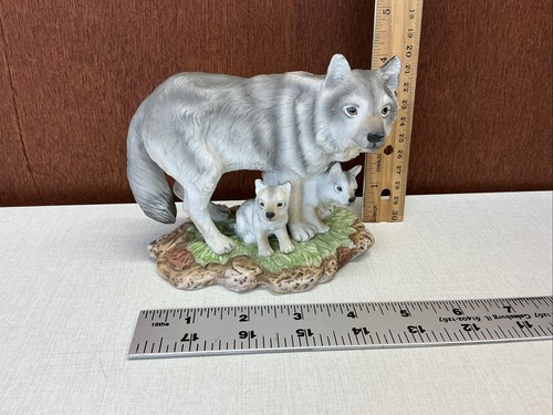 Grey Wolves Endangered Species Masterpiece Porcelain By Homco 1995 Mexico