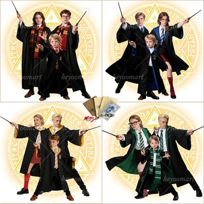 Harry Potter Gryffindor Slytherin Ravenclaw Hufflepuff Kostüme Robe Krawatte Hut