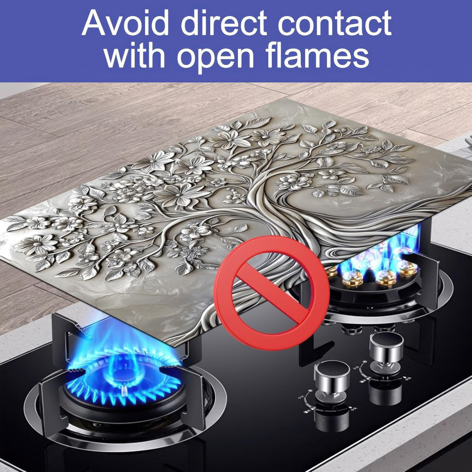 Stove Top Cover for Electric Tree of Life Stove Decorative Floral Embossed Dish