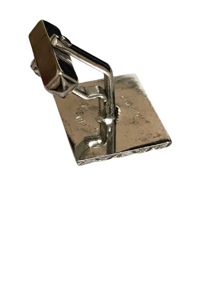 Gemelos Swank de plata a rayas diagonales de ley clásicos firmados 12 g Foto 4 de 4