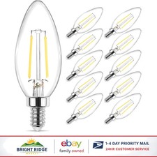 Daylight White E12 Candelabra Bulbs, 4W Clear Glass LED, 400 Lumens Brightness