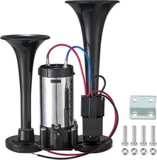 12V 120dB Air Horn Dual Trumpets Super Loud Electric Train Horn Kit US