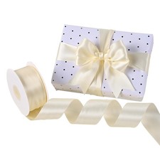 Cream Satin Ribbon 1-1/2" Double Faced Solid Color 50 Yards Ribbons for Crafts