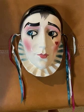 Vintage Clay Art Ceramic Mask Male Pierrot Mime 1991
