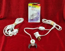 2 Christmas Village Light Cord Replacement Lot With New Bulbs On / Off Switch
