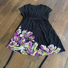 Apt 9 Women’s 2x Euc Black Floral Tie Dress