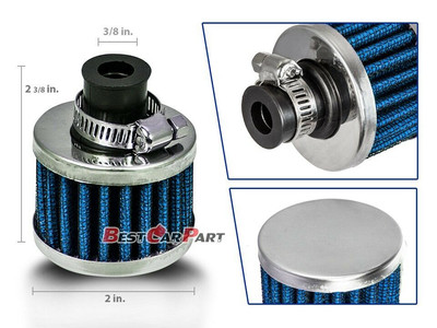 BLUE Universal Crankcase Air Breather Filter 3/8'' Inch (10mm) Inlet For Engine