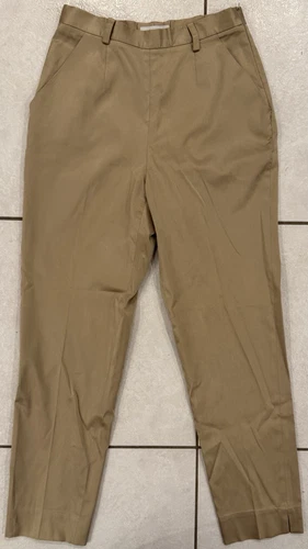 Pantaloni eleganti donna vintage Prada zip laterale beige raso misto seta elasticizzati taglia 42