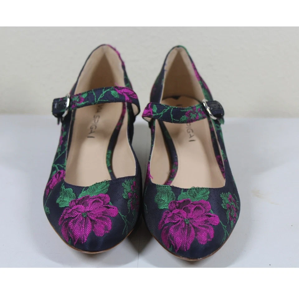 Zapatos de salón Mary Jane Via Spiga Alana Jacquard púrpura floral talla 8,5 M Foto 2 de 4