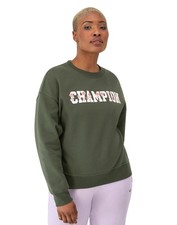 Champion Powerblend Women's Crew Neck Long Sleeve Sweatshirt, XSmall, Green