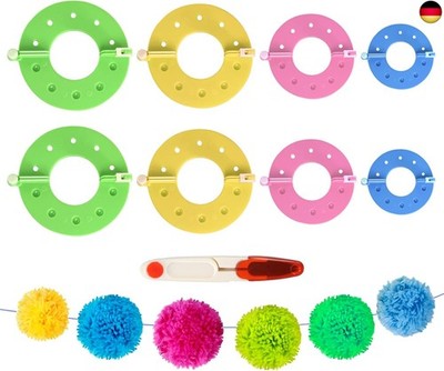 Kunststoff Pompom Maker Set, 8 Stücke Fluff Ball Weaver Nadel PomPom Maker Sets,