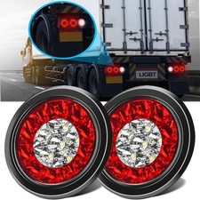 2x 4inch Round Led Truck Trailer Stop Turn Tail Brake Lights Waterproof 16-led
