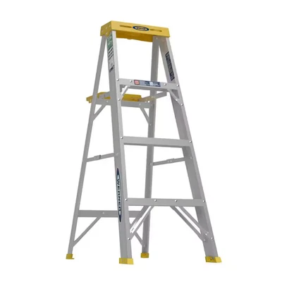 WERNER 4 Ft. Aluminum Step Ladder (8 Ft. Reach Height) with 225 Lb. Load Capacity Type