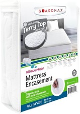 Guardmax Terry Cotton Zippered Mattress Encasement - Full Size - 100 Waterpr...