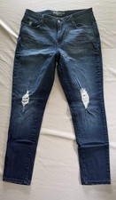 Arizona Favorite Bootcut Distressed Women's Jeans, Size 13, Dark Wash Blue Denim