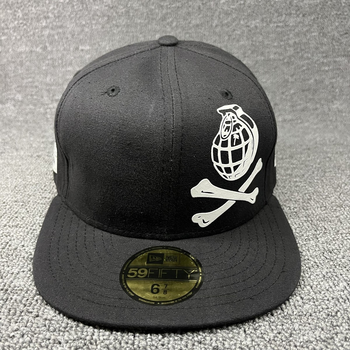 New Era 59FIFTY Trainer Spotter Grenade Crossbones Fitted Hat Black 6 7/8