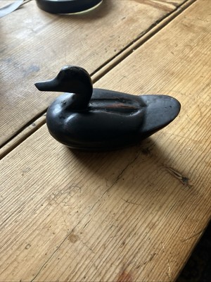 Kleine Ente Entlein Schmuckschatulle mit Deckel evtl. Pappmaché dunkelbraun (nw5)
