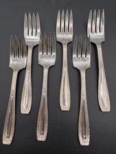 Antique National Silver Co XTRA Plate Salad Forks Set of 6 | Ornate Silverplate