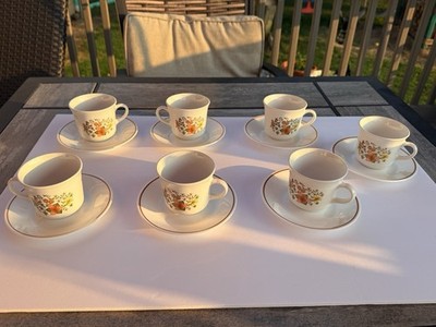 Vintage Corning Corelle INDIAN SUMMER Cups and Saucers Set 0f 7