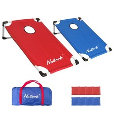 Portable Cornhole Set with 2 Collapsible Cornhole Boards, 8 Cornhole Bean Bag...