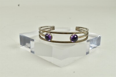 Niels Erik From Denmark Bracelet Sterling Silver 925 Amethyst Modernist Cuff 