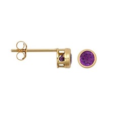 9ct Gold Amethyst Stud Earrings - Natural Amethyst Earrings - Solid 9ct Gold