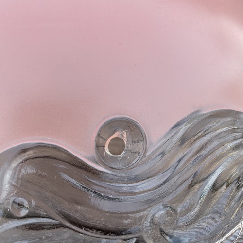 Lampada da soffitto vintage 11"" paraluce ombra vetro floreale rosa rotondo 3 fori chic - Foto 4 di 7