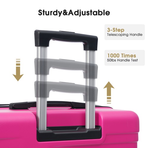 3Pcs Luggage Suitcase Set Hardshell Expandable TSA Lock Spinner 20" 24" 28" Pink - Picture 4 of 5
