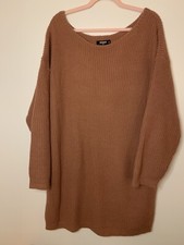 Missguided Knit Off the Shoulder Sweater Dress Plus Size 14/16 Light Pink/Rose