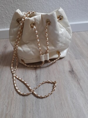 Handtasche, Rucksack, Bucket Bag, Beige, Gold, NEU