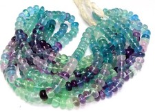 AAA Natural Multi Fluorite Smooth Rondelle 8-9mm Gemstone Beads 8 inch Long