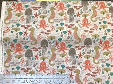 Wilmington Under the Ocean Blue Sea Creatures Seahorse Fabric By the Yard