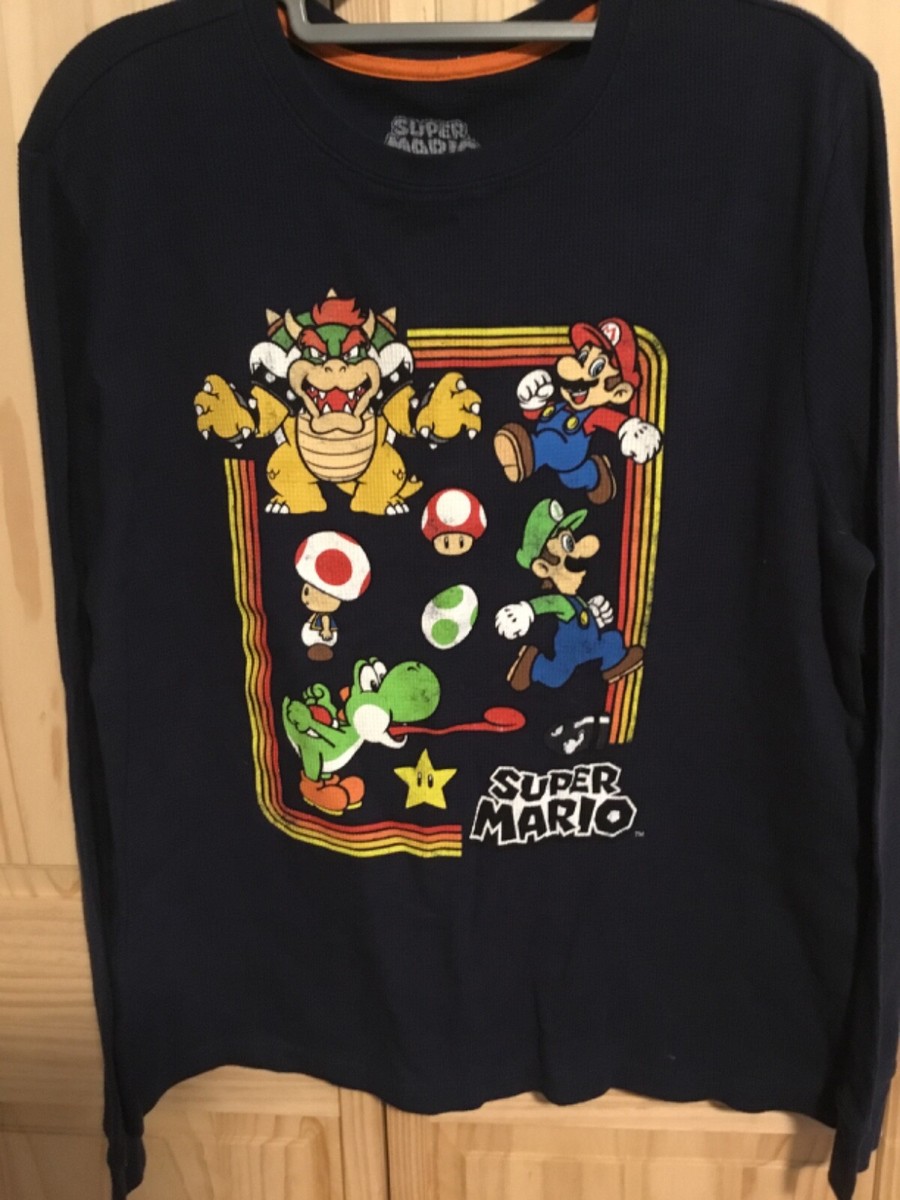 Collectible Super Mario Long Sleeve Shirt Adult large Navy Blue | eBay
