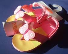 Gymboree RAINBOW CABANA Embroidered BUTTERFLY Sandals/Flip Flops  Sz 7-8  NWT 