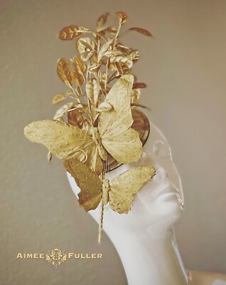 Spring/Kentucky Derby Yellow and Colorful Spring Butterflies, oversized gold sil Easter Ascot KY Derby Gold/silver Irrodescent Butterflies  main image 4