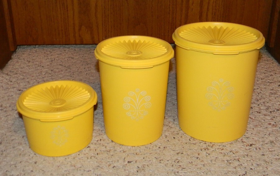 新品　Tupperware システムドロワー　5点セット　イエロー Tupperware - 3 Piece Canister Set - Harvest Yellow (Vintage) | eBay