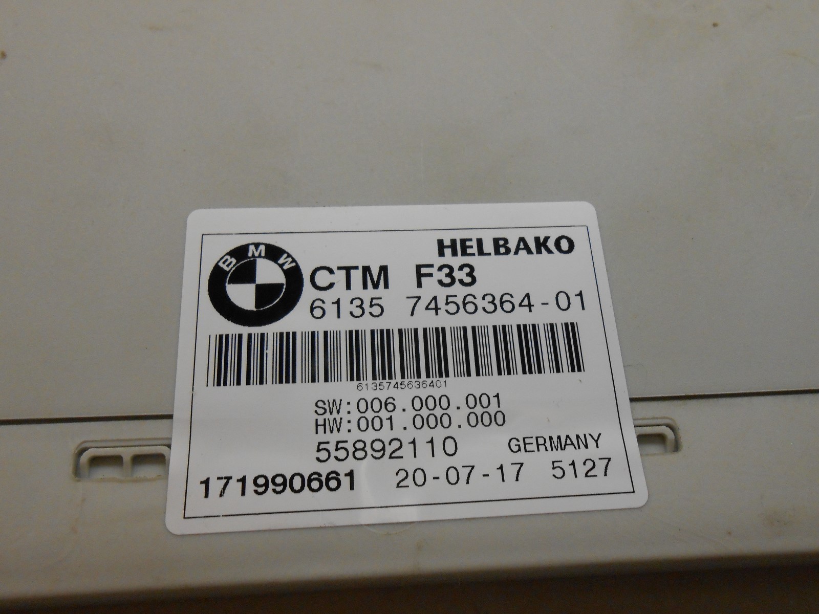 14-17 BMW 4-series convertible top module 61357456364 7456364  