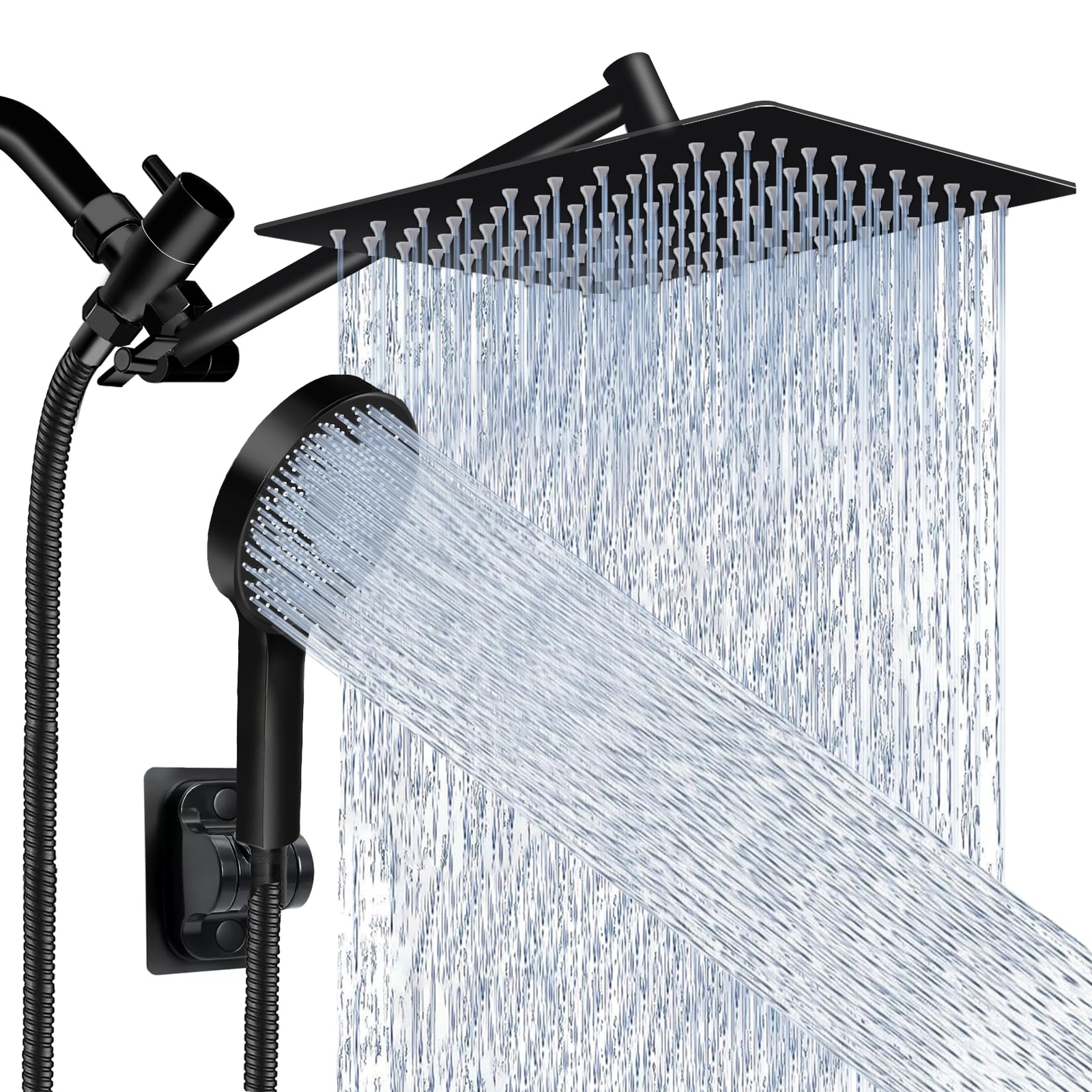 Shower Head,10 Inch Rain Shower Head with Handheld Spray Combo,3 Handheld Wat...